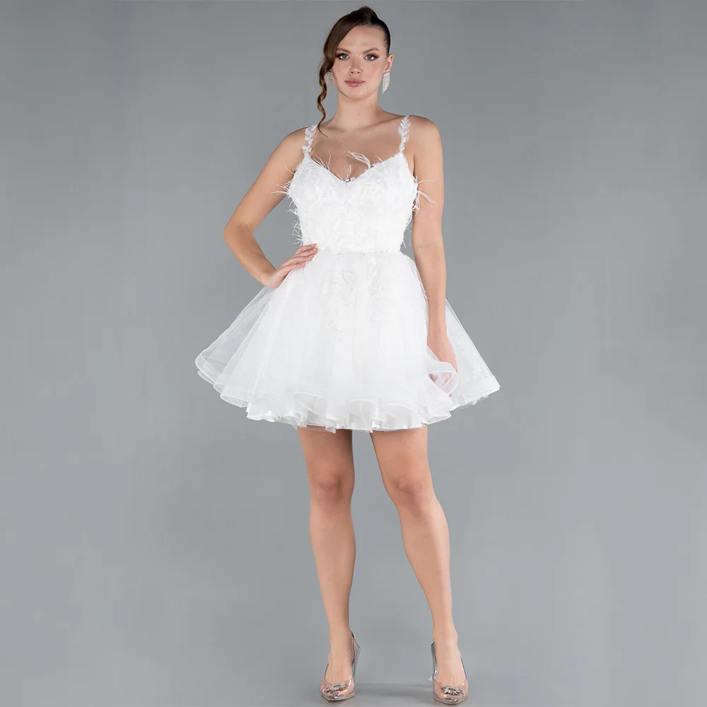 

Arya High Quality Classic Cocktail Dresses Tulle Mini Dress Sweetheart Prom Dress Feathers Vestidos De Fiesta Customized