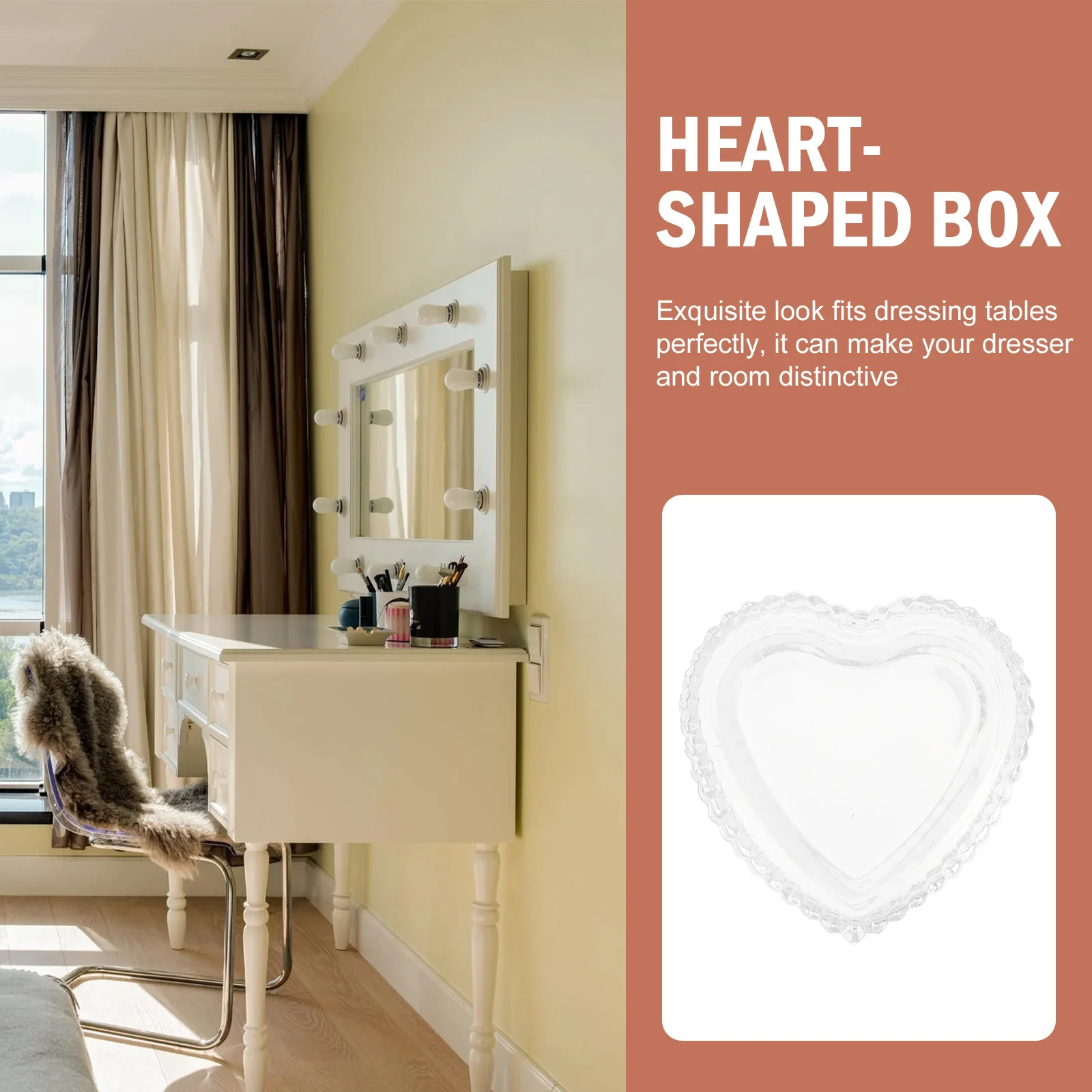 Storage Boxes Valentine's Jewel Case Heart Shaped Jewelry Holder Glass Container Transparent Clear