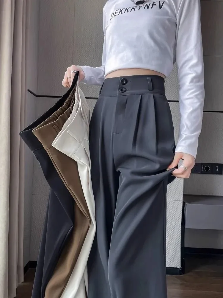 Pantaloni coreani a gamba larga a vita alta femminile autunno estate pantaloni casual larghi da ufficio da donna moda capispalla larghi