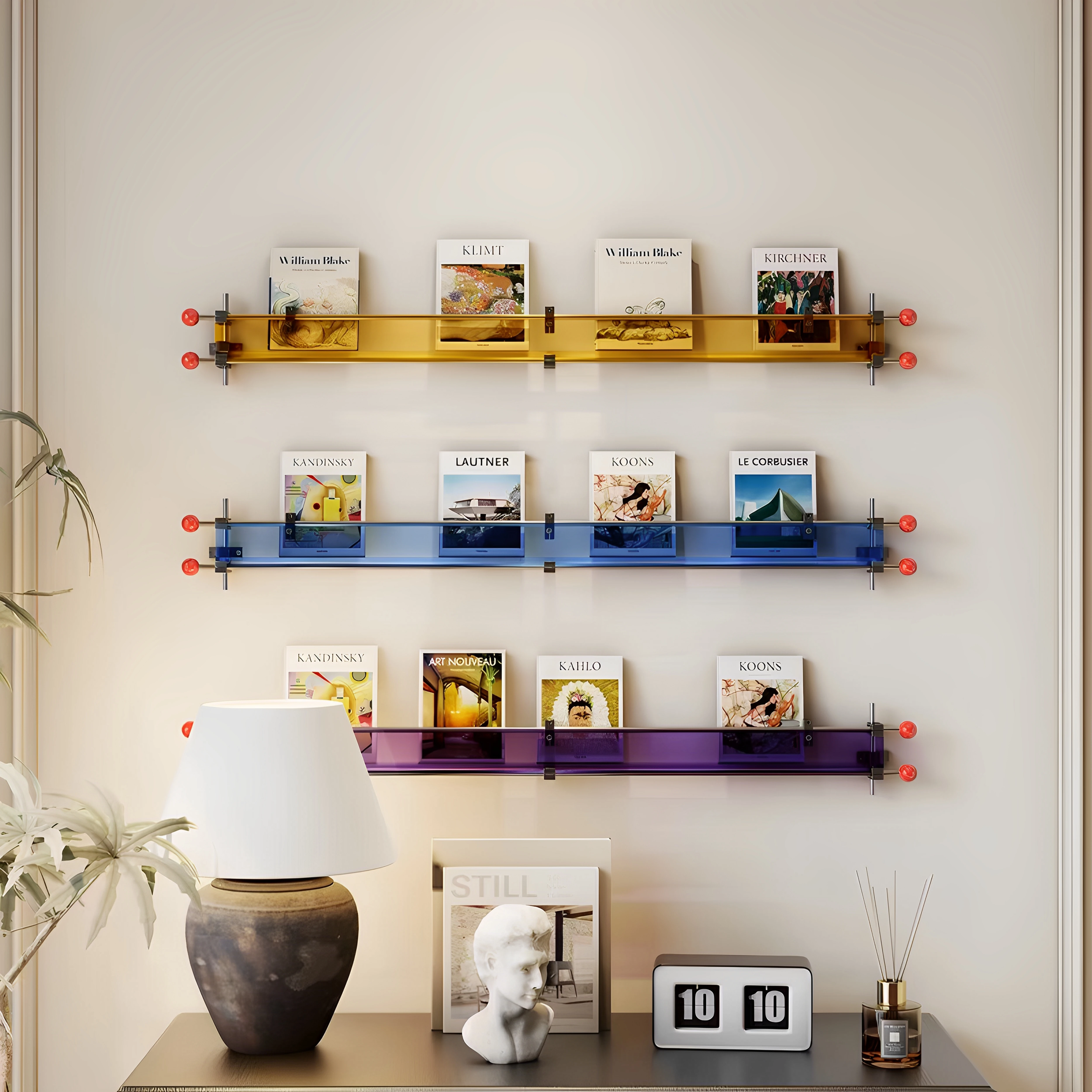 

Акриловая настенная полка с металлической стойкой для хранения вещей и журнальной витрины - идеальный органайзер для дома и офиса, элегантный современный дизайн