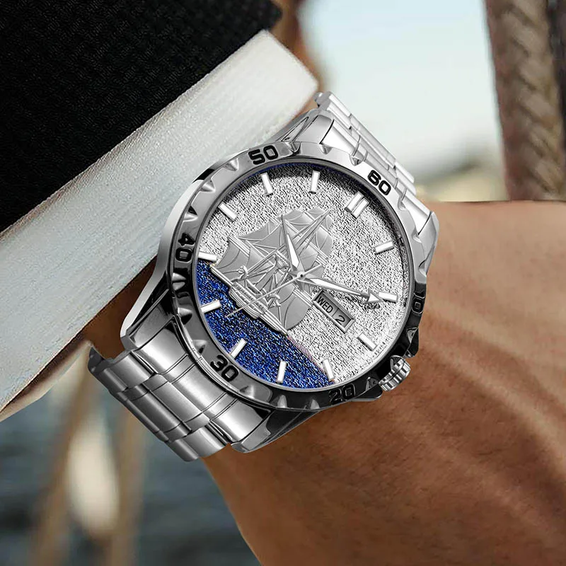 Glenaw original vela design genuíno relógio masculino totalmente automático relógio mecânico elegante multi-função à prova dwaterproof água