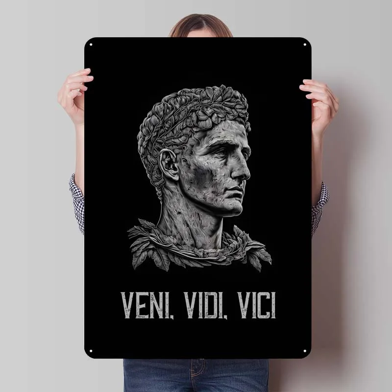 Vintage Metal Signs for Wall Decoration Veni Vidi Vici Caesar Art of Murals Celebrity Tinplate Metal Poster Coffee Bar Man Cave