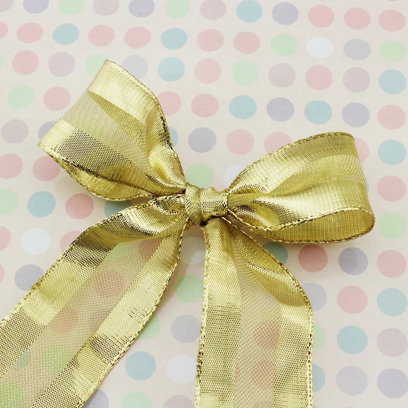 (5 Yards/roll)4cm Wide Gold Embossed Ribbon Gift Flower Package Festival Party Wedding Decoration Handicraft Production Bow