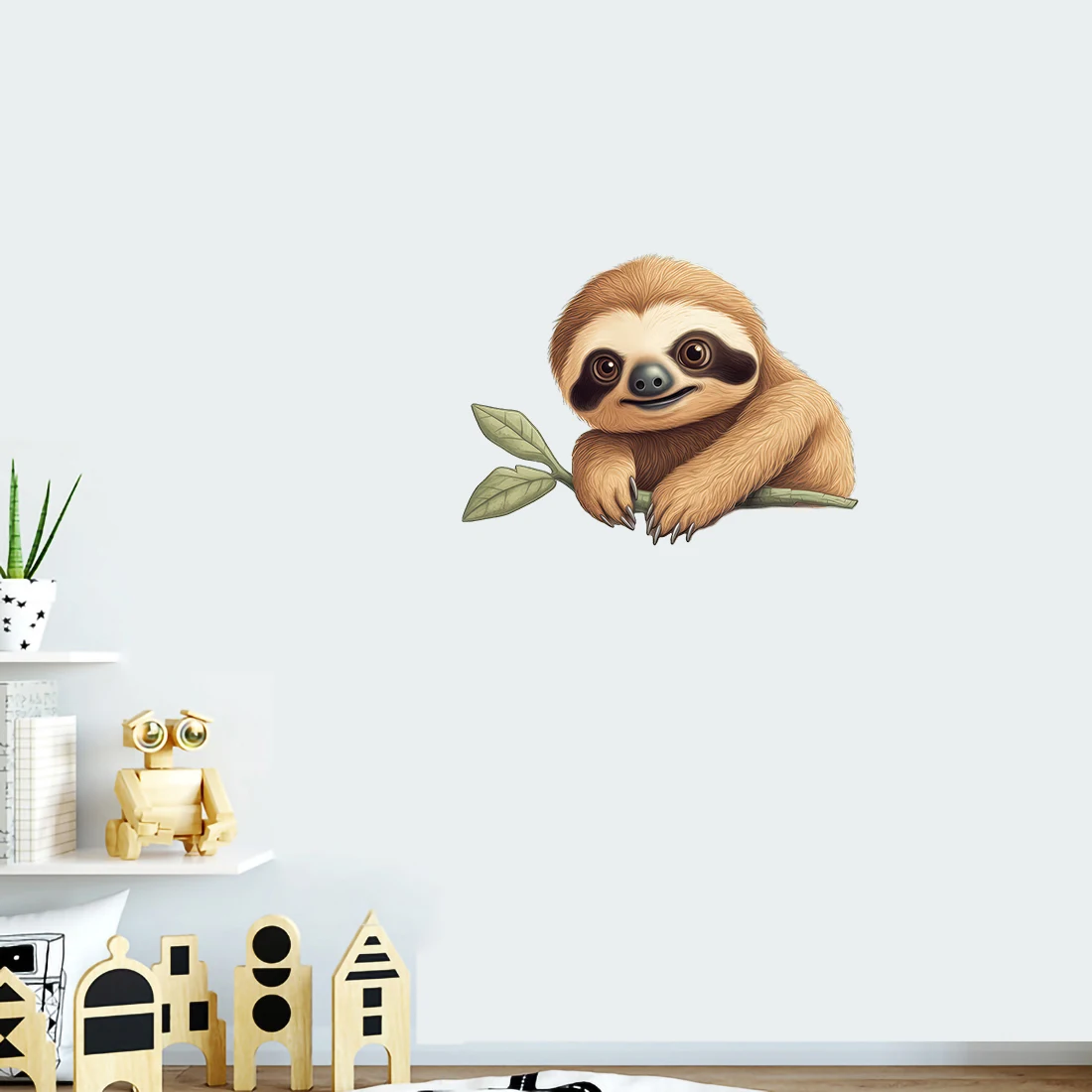 Three Ratels QB24 Watercolor sloth animal art wall stickers for home decoration