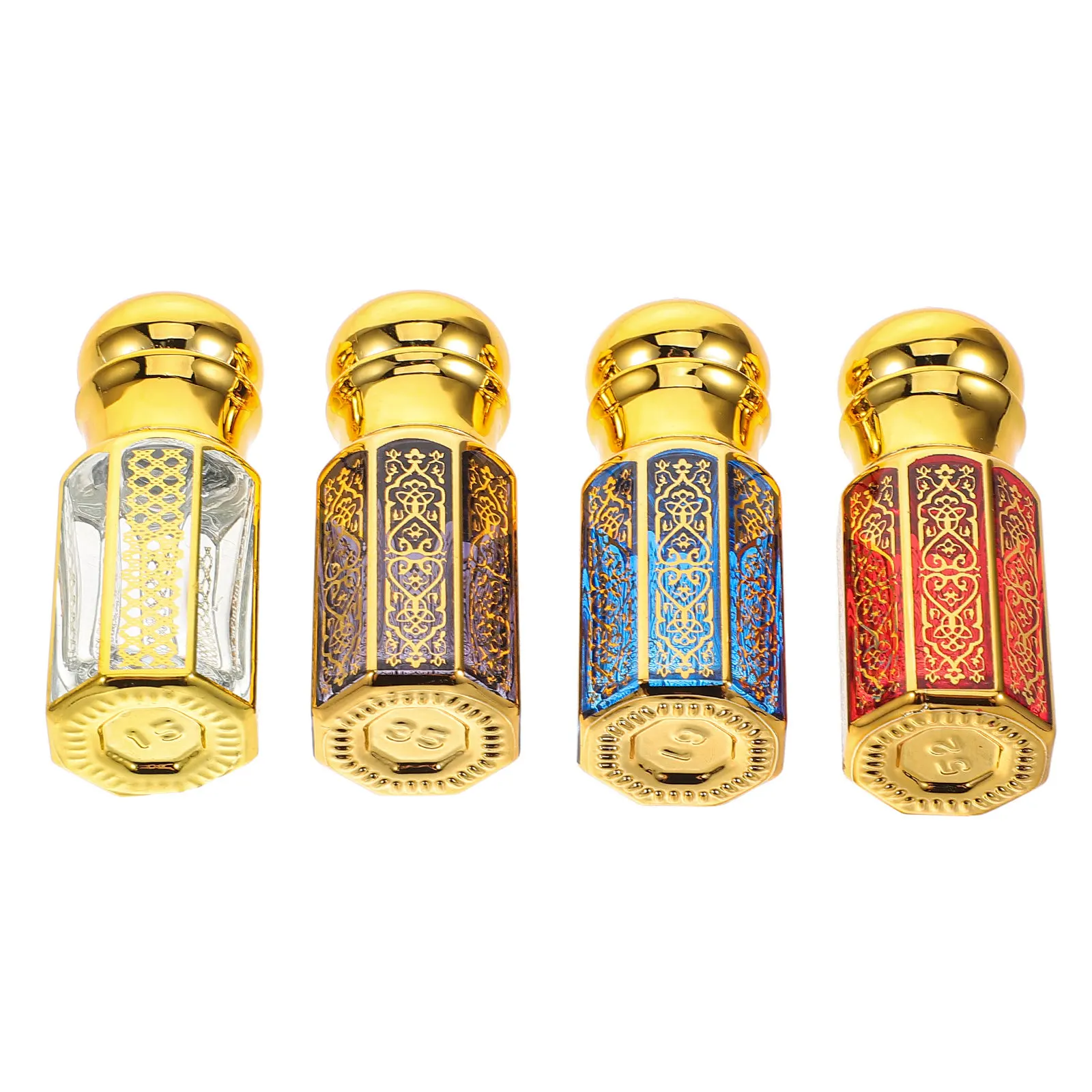 

4Pcs Essential Oil Bottles Refillable Glass Mini Portable Perfume Dispenser Travel Roller Fragrance Container 6Ml