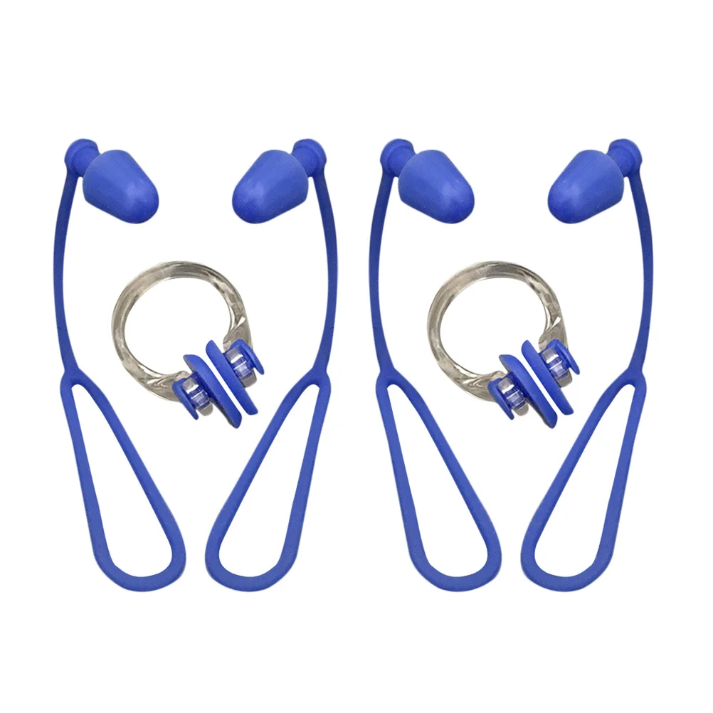 Juego de abrazaderas para la nariz para nadar, tapones para los oídos impermeables de silicona suave con cuerda para adultos, uso cómodo, 2 uds.