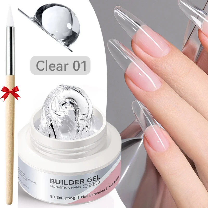 2PCS 60g Non Stick Hand Extension Gel Clear Milky White Carved Gel With Pen 3D Shaping/Sculpting/Carving UV/LED DIY Nail Art