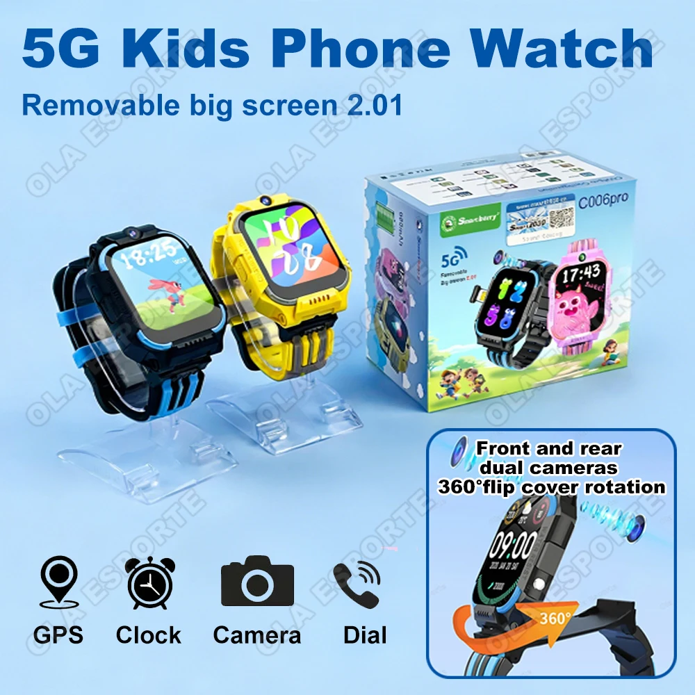 

5G Children's Smartwatch Video Call SOS GPS positioning Calculator Alarm Clock 680mAh Big Battery Sim Card Kids' Phone Watch New