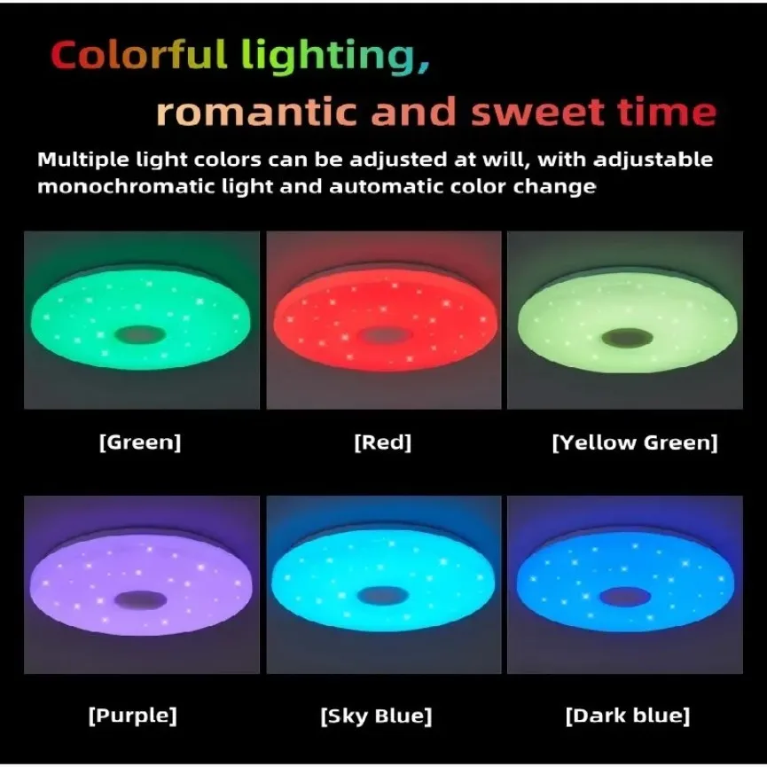 Imagem -02 - Rgb Esperto Conduziu a Luz de Teto com Controlo a Distância Bluetooth Música Escurecendo para a Sala de Visitas Quarto Decoração Interior o