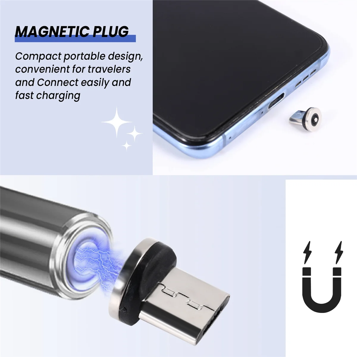 T82C HOT Sale Round Magnetic Cable Plug Phone Android Magnet Charger Plug Micro-USB Fast Charging Adapter