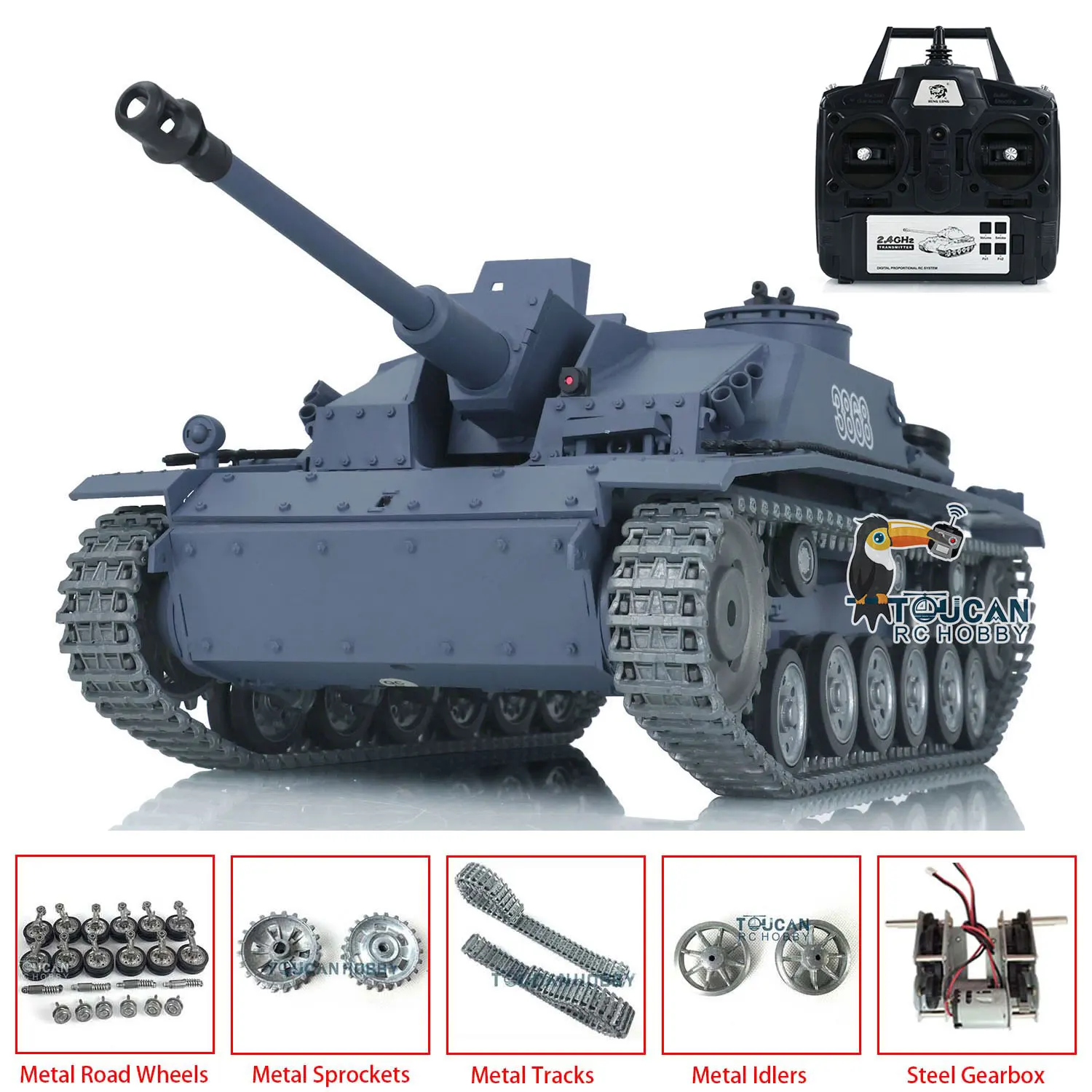 Heng Long 1/16 Scale Remote Control Tank 7.0 Customized Stug III 3868 Metal Tracks Wheels Toy Model Gifts