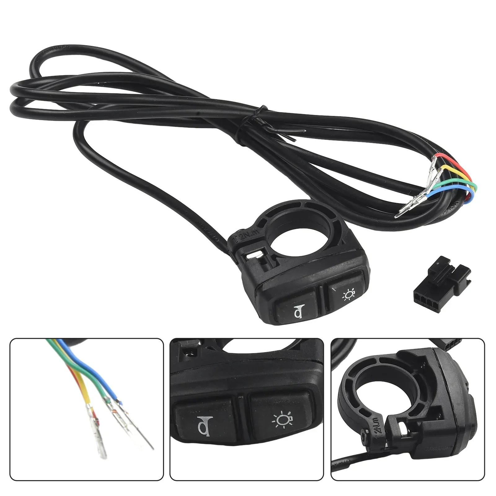 12V-72V Electric Bike Scooter Lamp Headlight Horn DK226  2IN1 Switch Ebike E-Bike Retrofit Horn Headlight Switch Bike Part