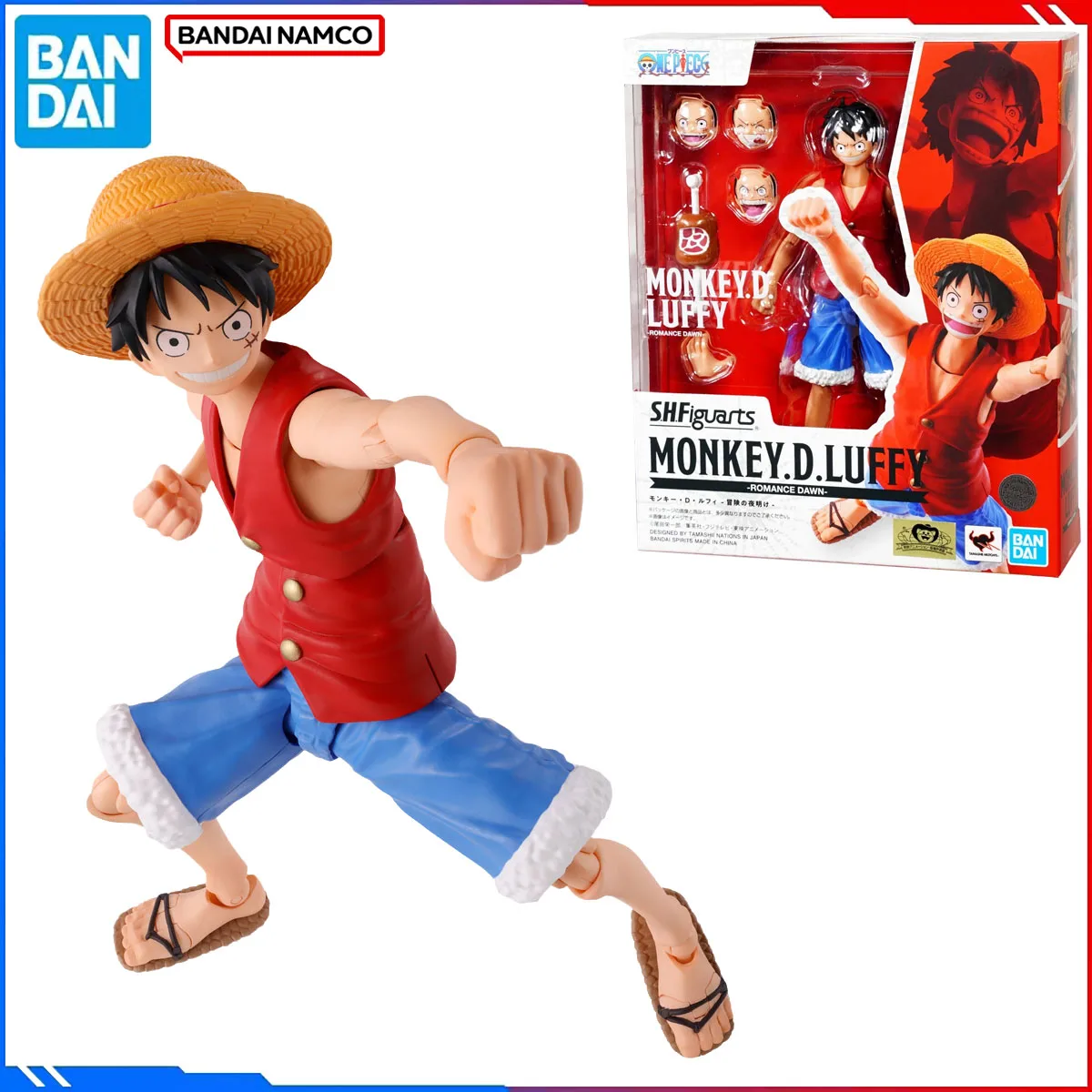 

Genuine Bandai Original One Piece Figure Model Kits SHFiguarts Anime Luffy Romance Dawn Action Model Toys Christmas Gift for Boy