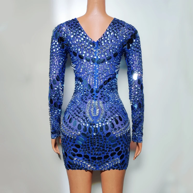 Robe de Soirée Sexy avec Strass Bl192.pour Femme, Tenue de Bar, Discothèque, Dj, Ds, Costume de Danseuse, Tricot, Scène, Festival, Nouvelle Collection