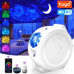 Tuya Smart LED Moon Starry Sky Projector WiFi Galaxy Nightlights Alexa Music Voice Control For Room Decor Atmosphere Lamp Gifts
