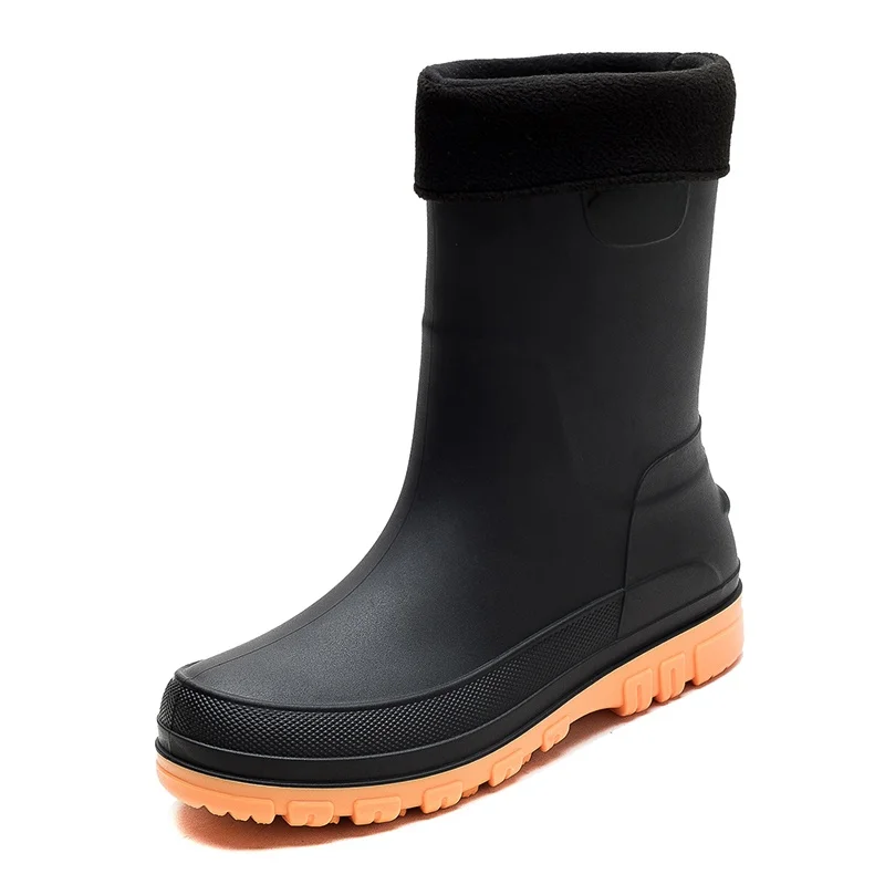 Men's Rain Boots Waterproof Non-Slip Fce Lined Fiing Water oes Special Large Size Rubber oes for Youth And Middle-Aged image 5