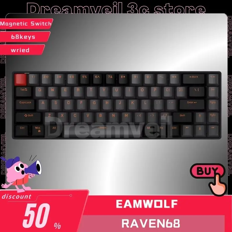 

Teamwolf Raven68 Magnetic Switch Gamer Keyboard RGBWired 68keys Mechanical Keyboard Quick Trigger Hot Swap Rgb Fps Game Keyboard