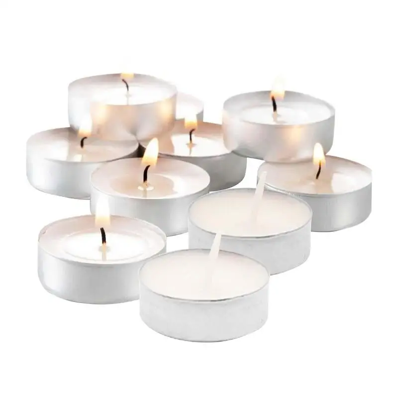 10 Pcs White Tea Light Candles Small Smokeless And Dripless Tealights Candles Set For Home Pool Dinner And Weddings Supplies