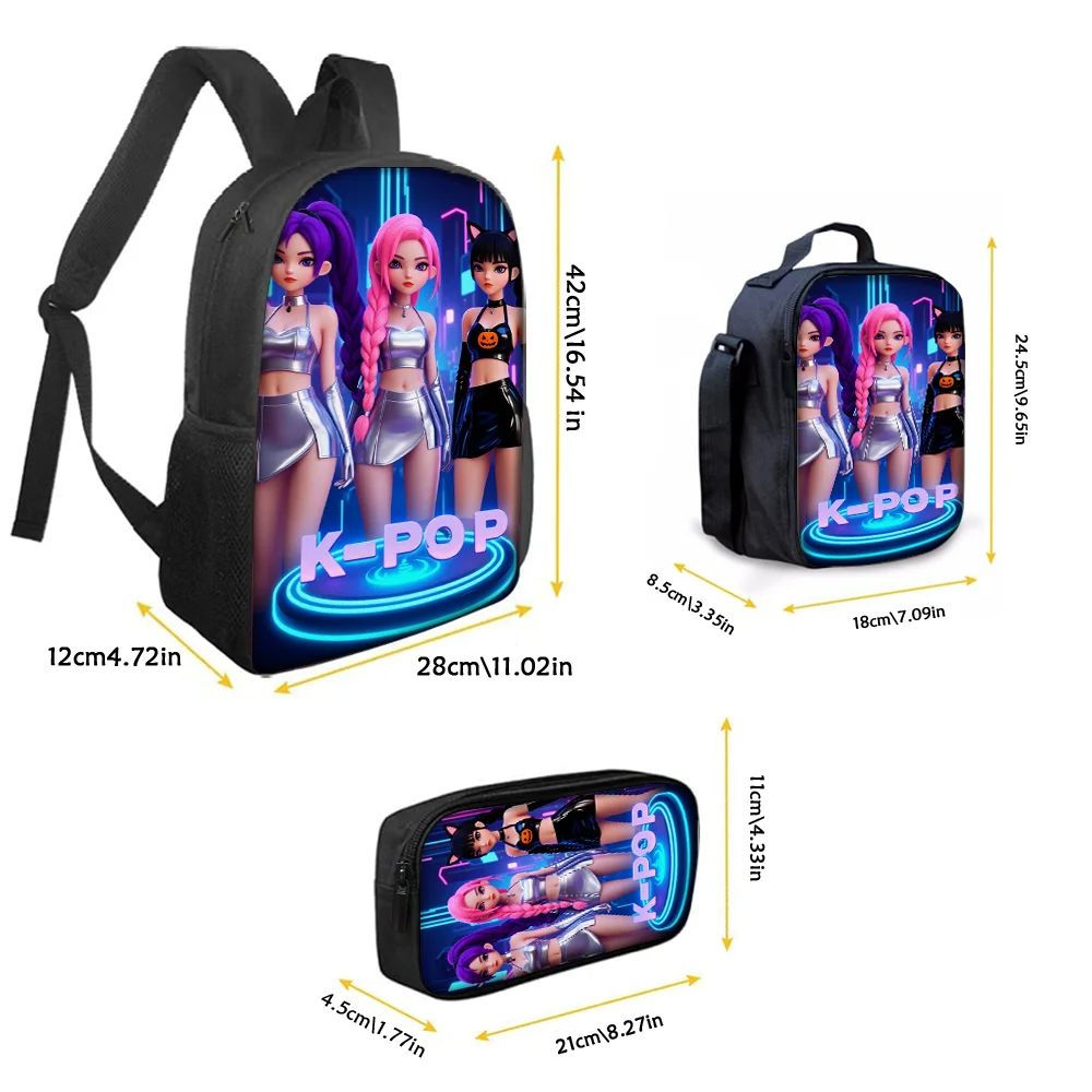 3pcs K-POP Group Print Backpack Lightweight Daily Large Capacity School Bag Travel Bag with Shoulder Bag Pencil Bag Perfect Gift