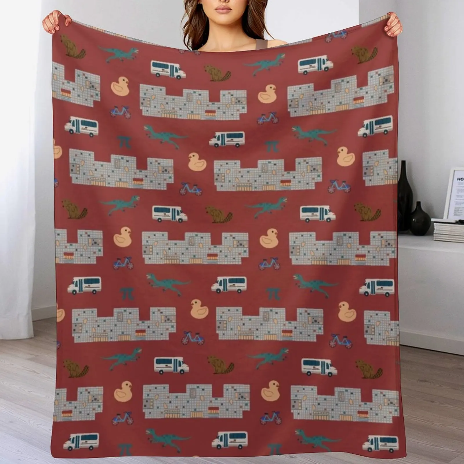 

MIT Simmons Dorm Imagery Throw Blanket Anti Shedding Soft Fuzzy Blanket for Home