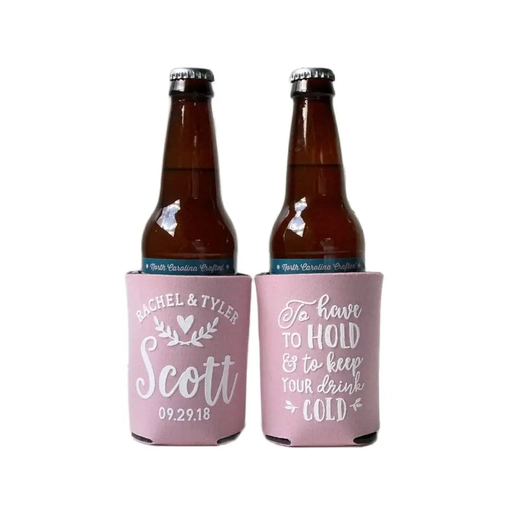 Personalized Wedding Favors, To Have To Hold To Keep Your Drink Cold, Customized Wedding Can Coolers, Monogram Insulators Beer H