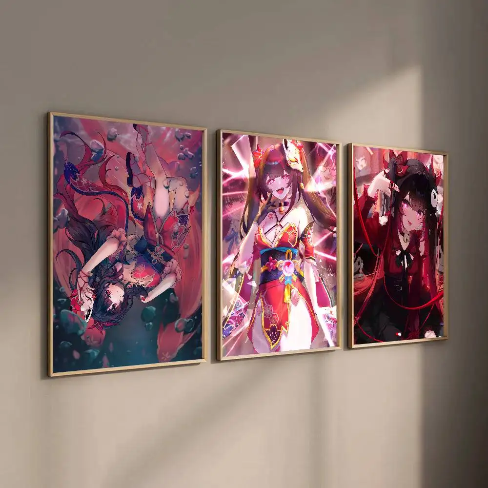 Honkai Star Rail Sparkle Poster Self-adhesive Art Waterproof Paper Sticker Coffee House Bar Room Wall Decor