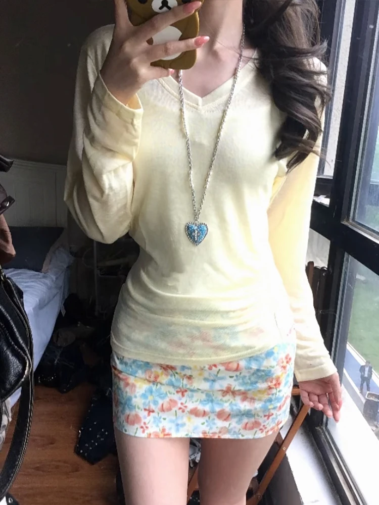Genayooa Korean Style Solid T- - огляд і ціна Yellow Winter Clothing