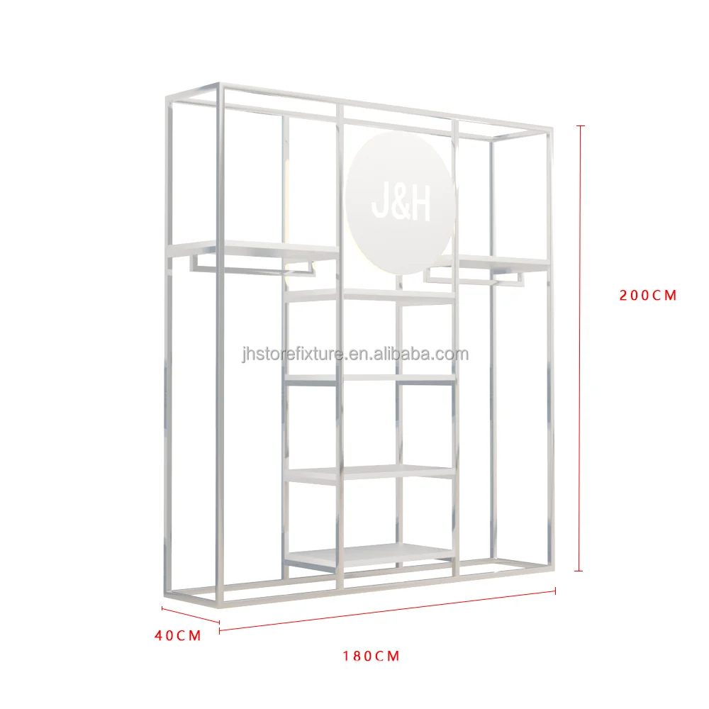 Custom.Men Modern Display Units for Clothing Stores Clothes Rack White with Customized logo Apparel Clothing Racks