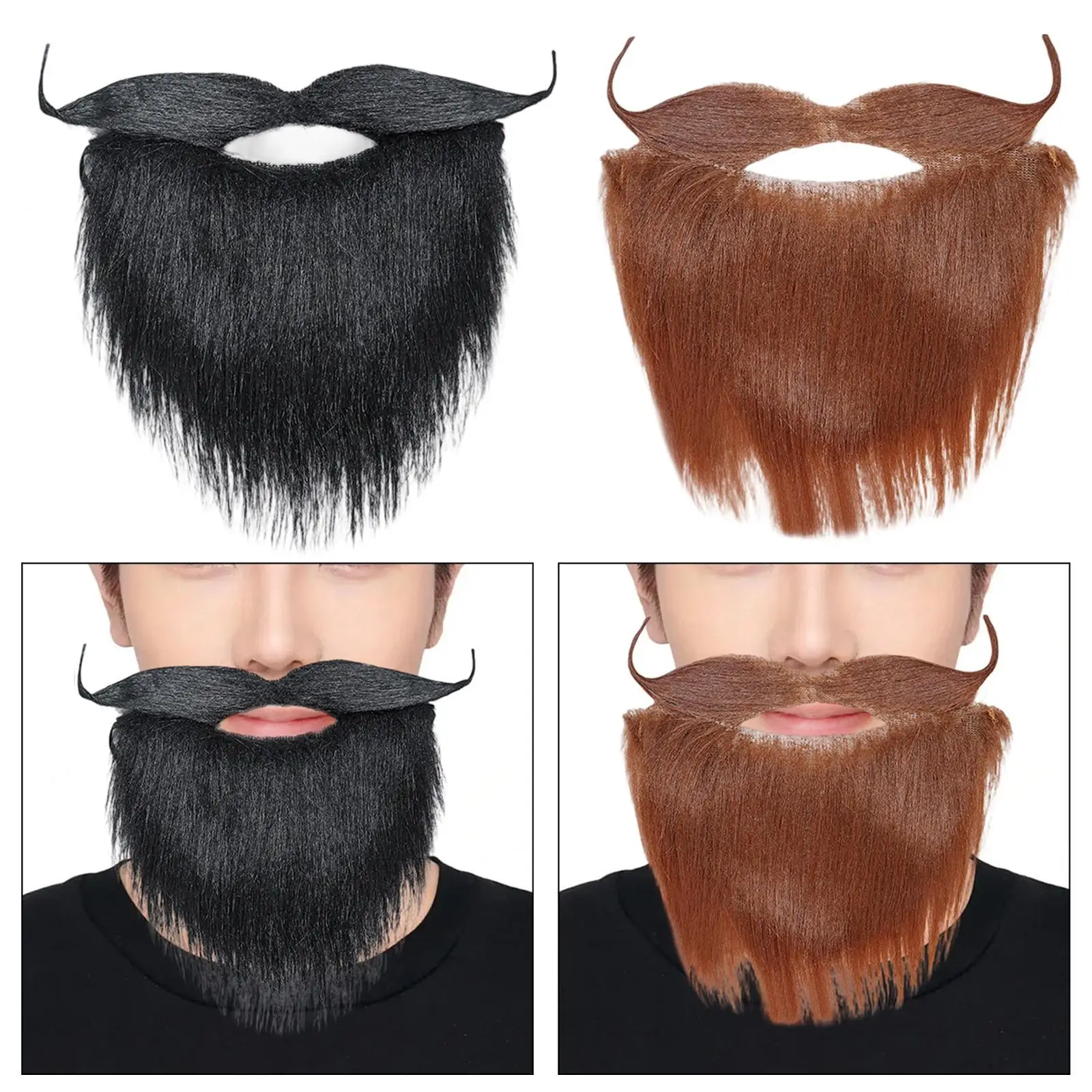 Fake Beard Party Kostüm Neuheit Bühnenaufführung Realistischer Fake-Schnurrbart für Cosplay Urlaub für Männer Maskerade Halloween