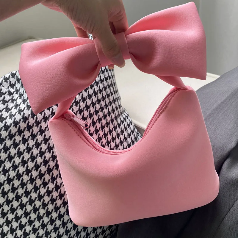 

Korean Brand Clutch Bag Space Cotton Oversized Bow Cloud Bag 2025 New Handbag Mini Wrist Bag Party Evening Bag Woman Wallet