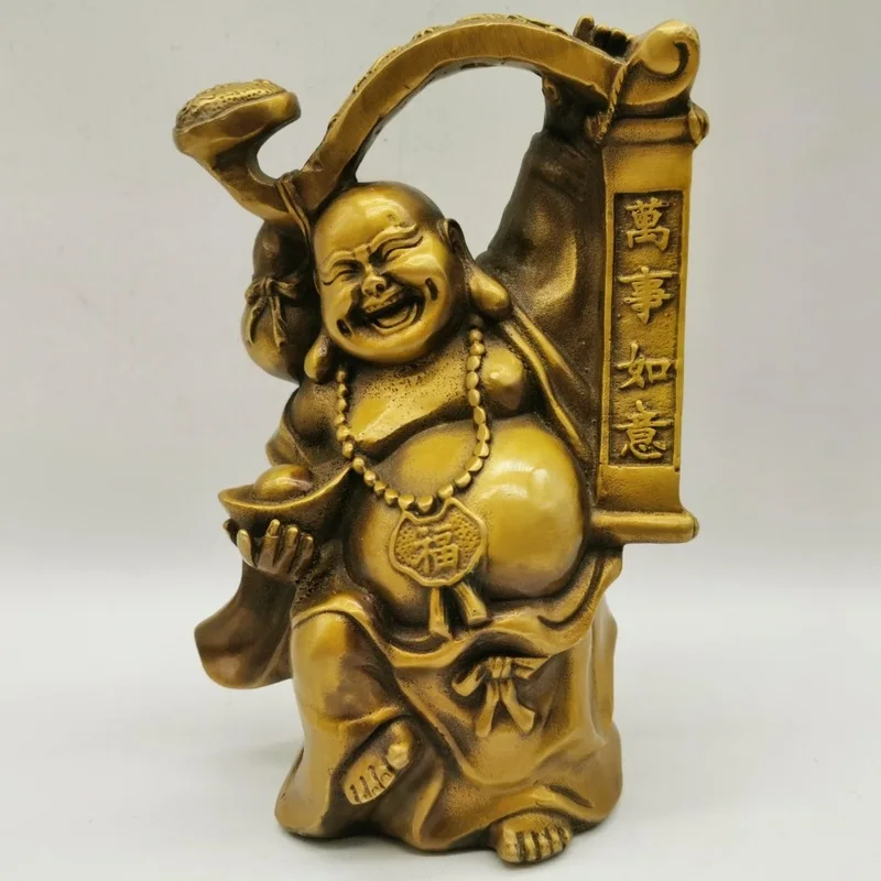 Antique Bronze Collectibles Brass Ruyi Buddha: May all things go well Exquisitely designed Exquisite craftsmanship, thick patina