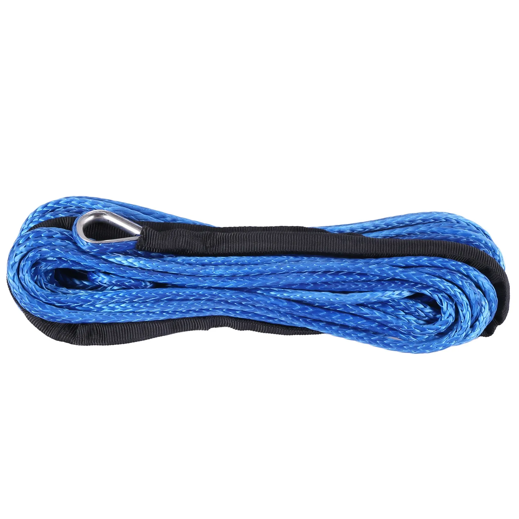 3/16 inch x 50 inch 7700 LBs Synthetic Winch Line Cable Rope with Protection Sleeve for ATV UTV (Blue)