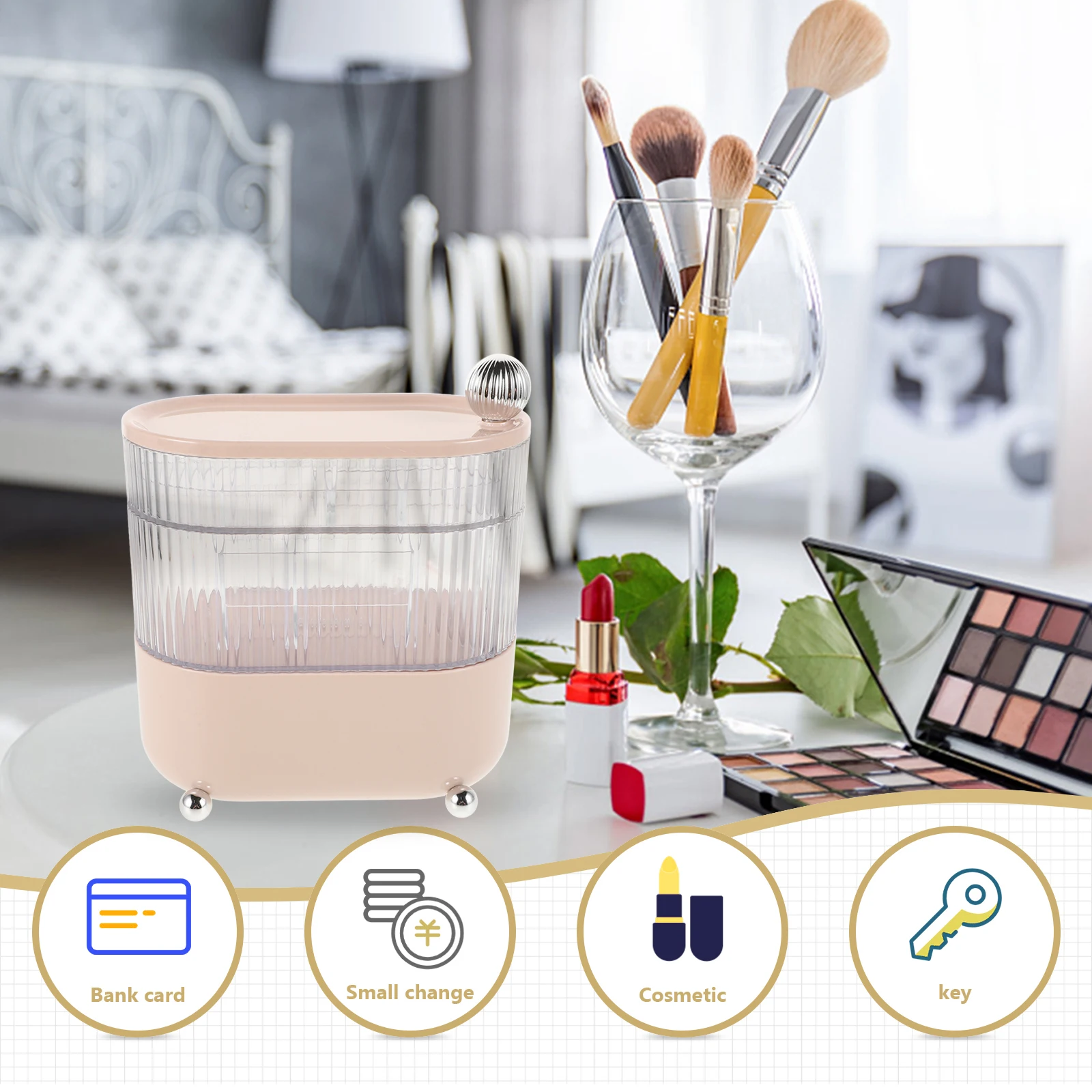 多層収納ボックスオーガナイザーヘアアクセサリーボビーピン口紅回転デスクトップ化粧ホルダー軽量