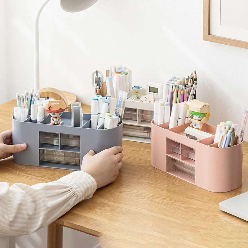 

Plastic Pen Holder Storage Box Desktop Storage Multi-Functional Simple Stationery Pen Holder Ins High-Value Pen Bucket