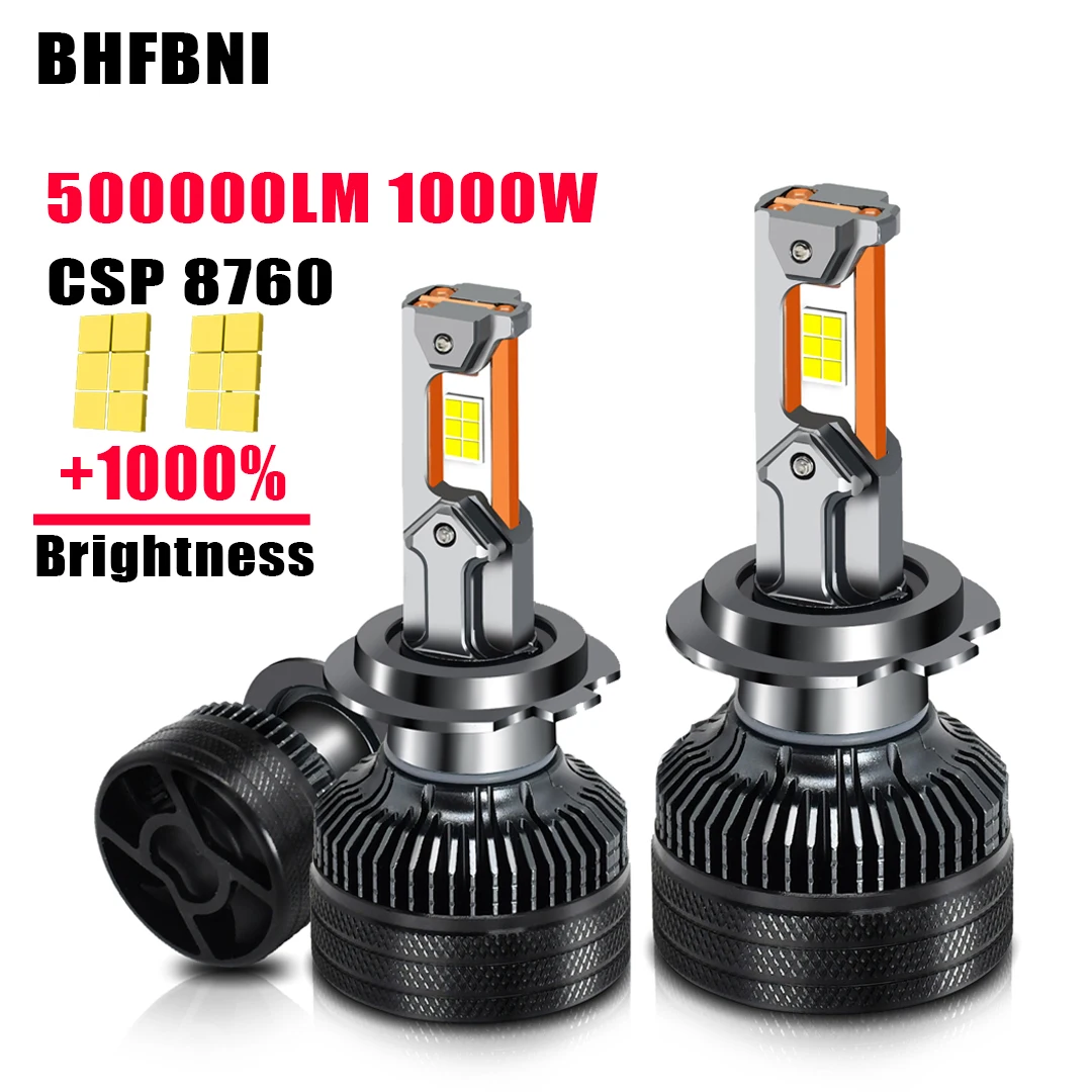 BHFBNI 1000W 6000k 500000LM HB3 HB4 9005 9006 H1 H8 H4 H11 H9 LED H7 Powerful Bulb Led Car Canbus Headlight Fog Light  CSP 8860