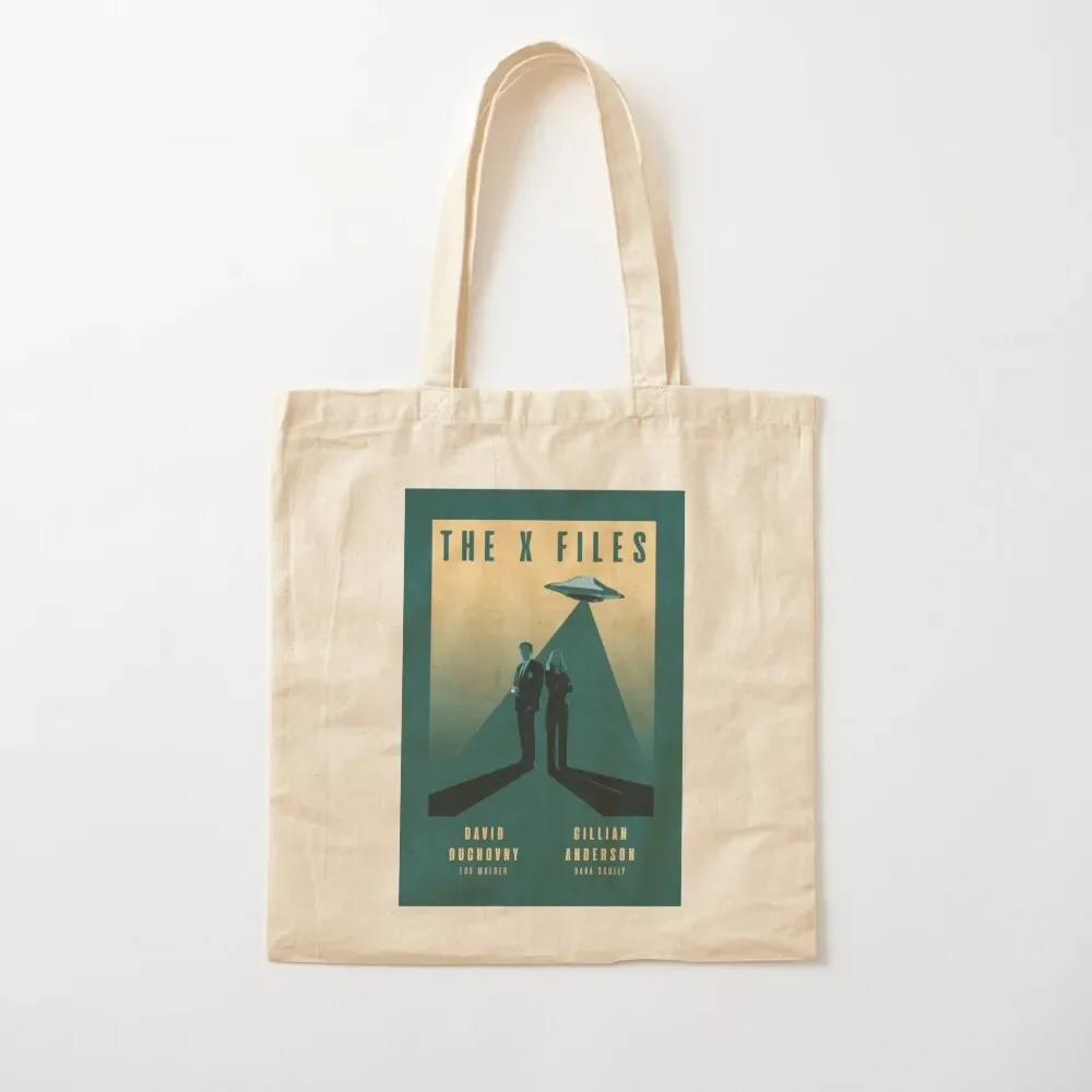 

The X Files Mulder and Scully David Duchovny and Gillian Anderson Retro Vintage Poster Tote Bag Fabric bag Lady bag