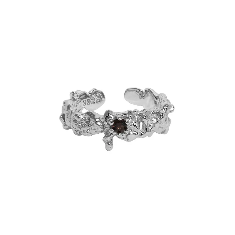 

Original Design Irregular-Shaped Zirconia Textured Open Ring in S925 Sterling Silver for Women Suitable for Daily Wear and Parti