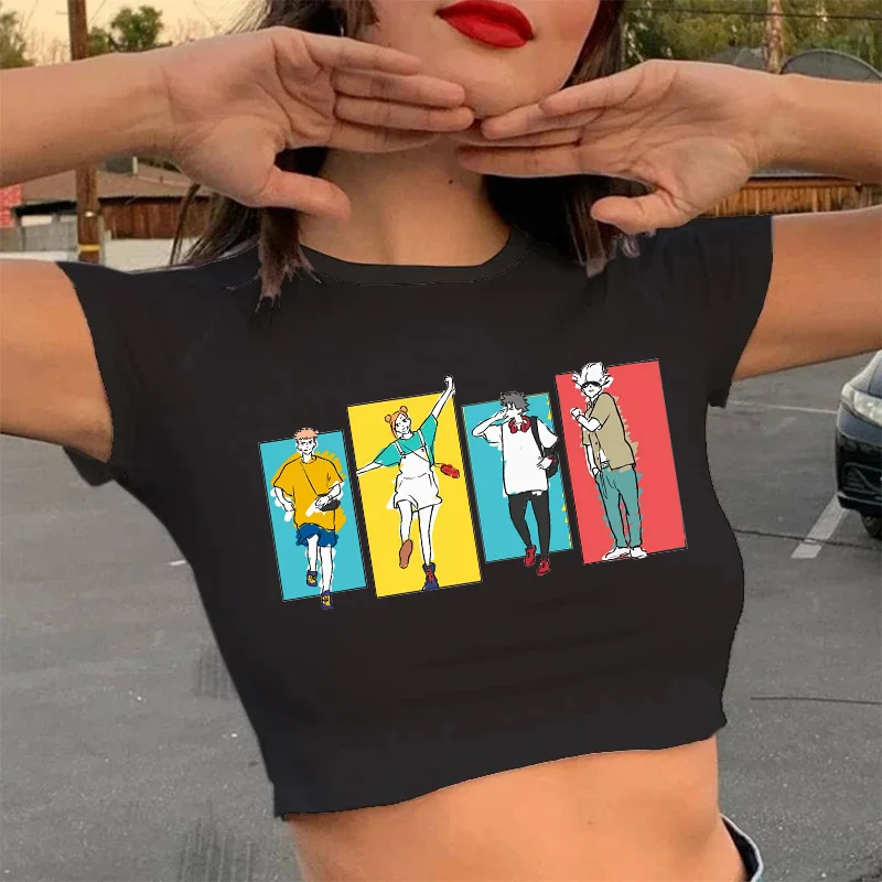Streetwear Crop Top  Tshirt Manga Japanese Anime Jujutsu Kaisen T Shirt Gojo Satoru Tops Yuji Itadori Cropped Tees T-shirt