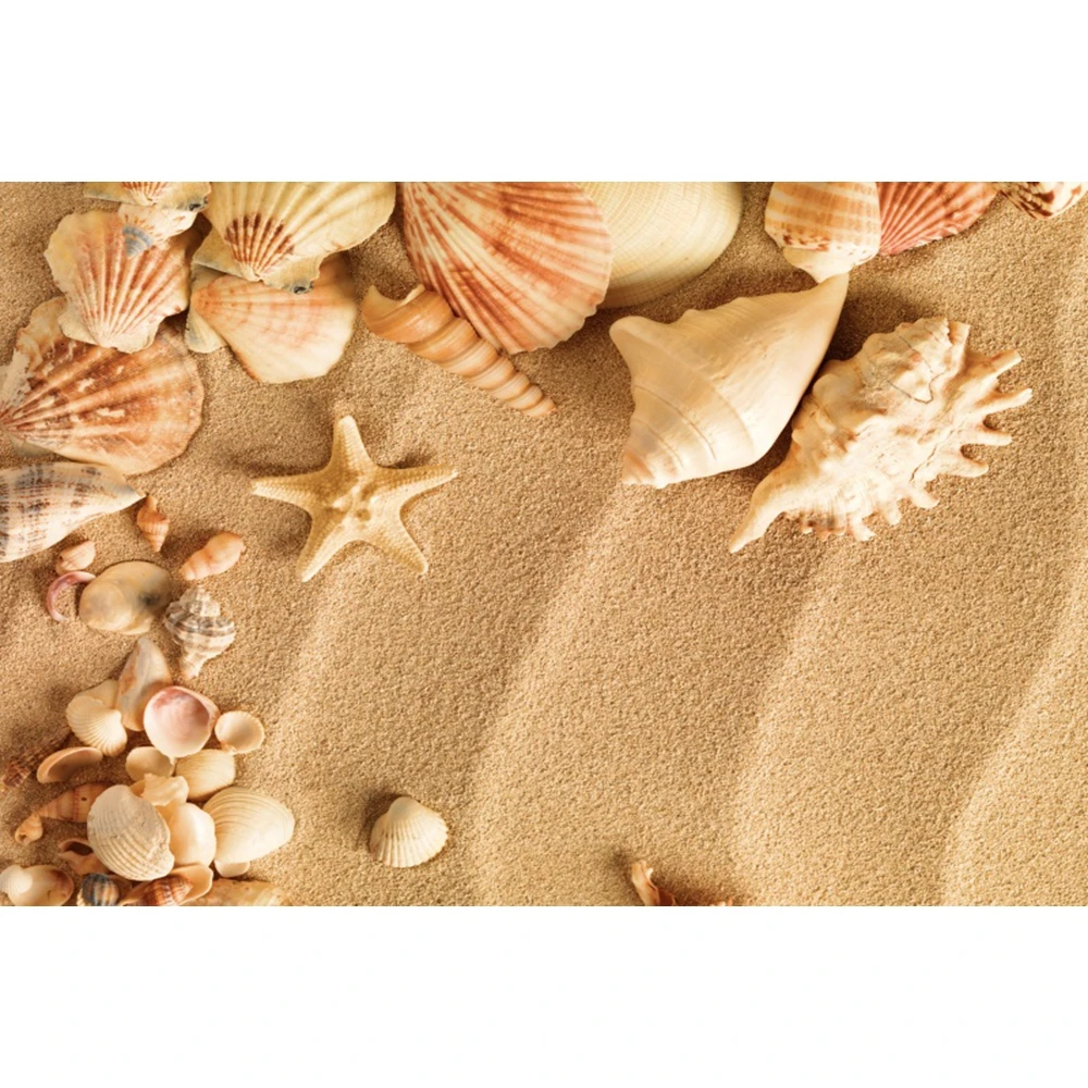 Summer Beach Photography Backdrop Tropical Seaside Beach Sand Starfish Shell Baby Birthday Holiday Party Background Photo Studio