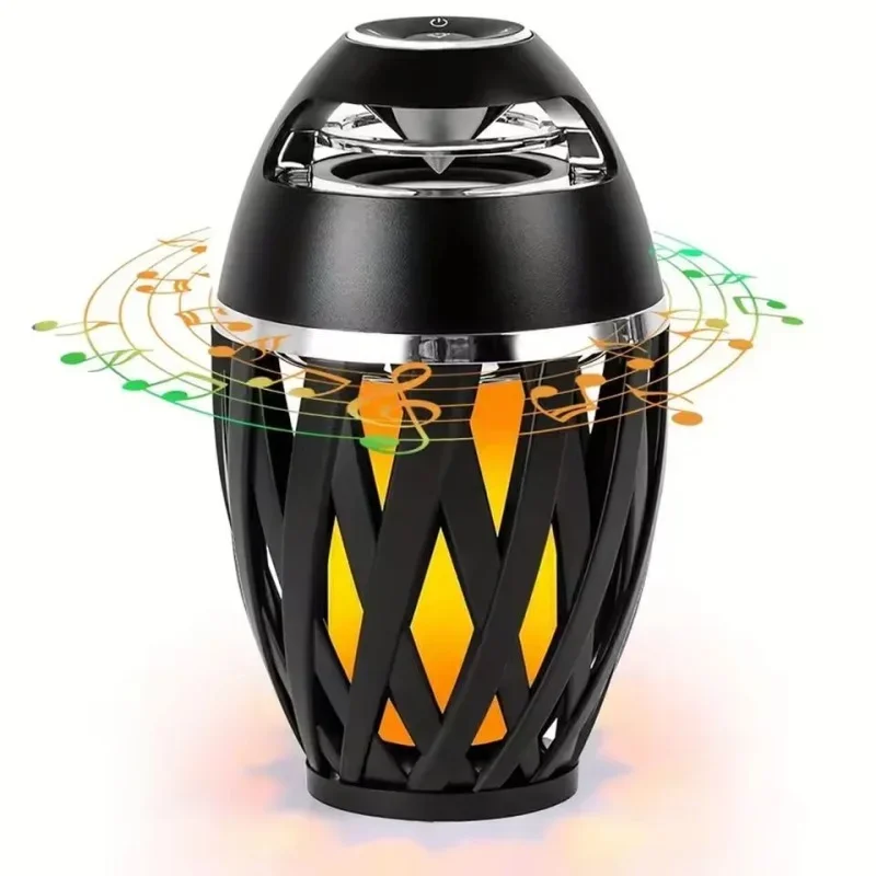 Newly launched LED portable flame speaker with LED flashlight 2000mAh battery IPX5 waterproof suitable for outdoor camping