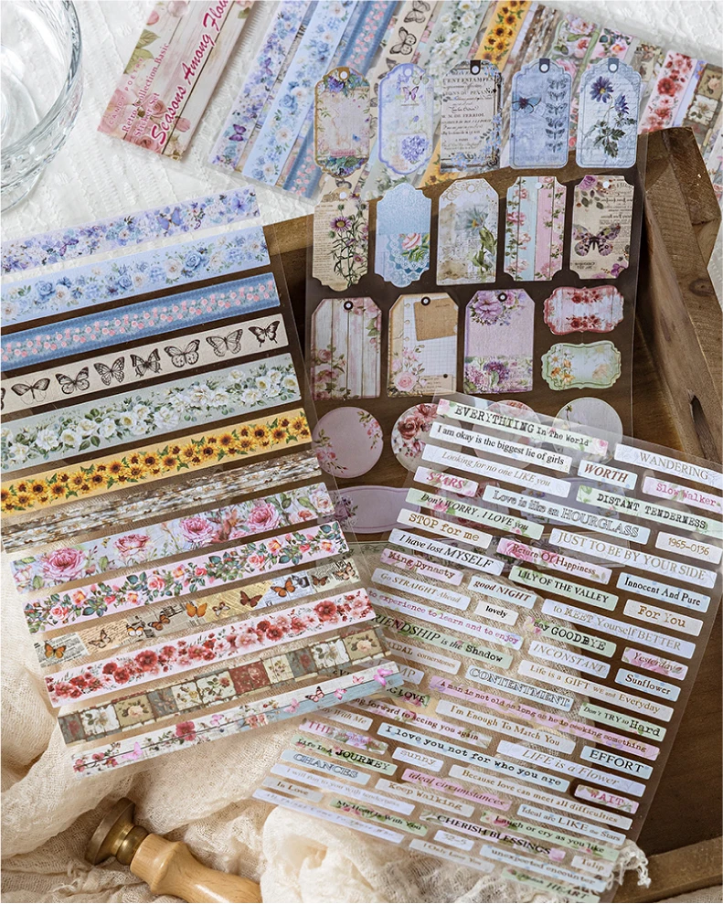 3 Stück große Vintage-Aufkleber aus geflochtenem Papier, dekoratives Scrapbooking-Tagebuch, Album, handgefertigtes Junk-Tagebuchzubehör – Detail 15
