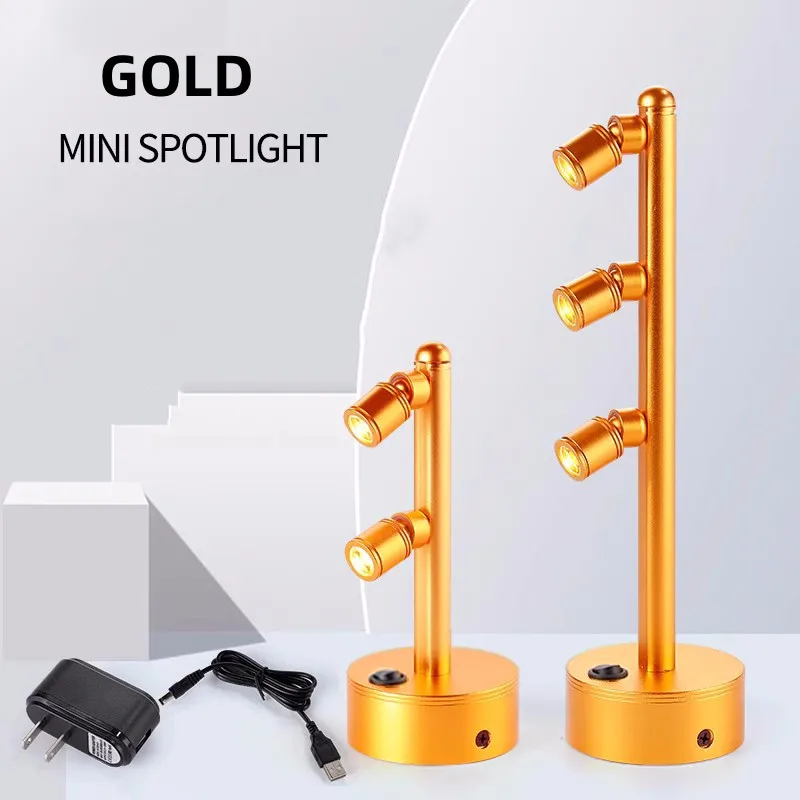Gold Led Counter Charging Pole Spotlights Display Cabinet Jewelry Columns Jade Display Exhibition Hall Mobile Battery Light Lamp