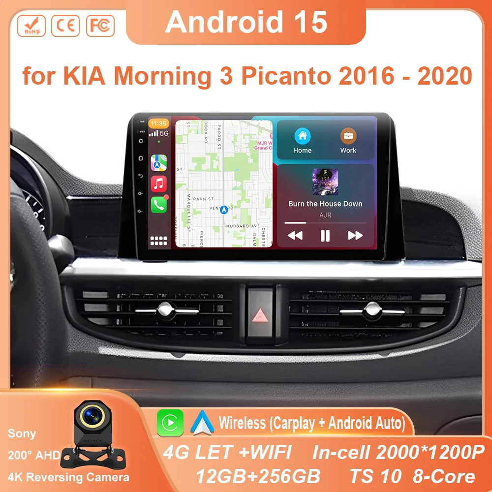 

Car Multimedia Player for KIA Morning 3 Picanto 2016 2017 2018 2019 2020 Android 15 Car Stereo Car Radio GPS Carplay Auto WIFI