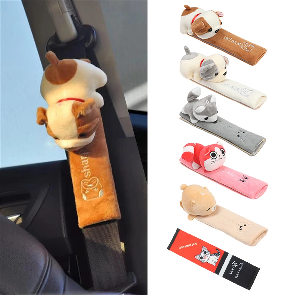 Cartoon Car Seat Belt Cover Universal Auto Seat Belt Shoulder Pad Warm Flannel Interior Seat Cushion Protector Safety Protection