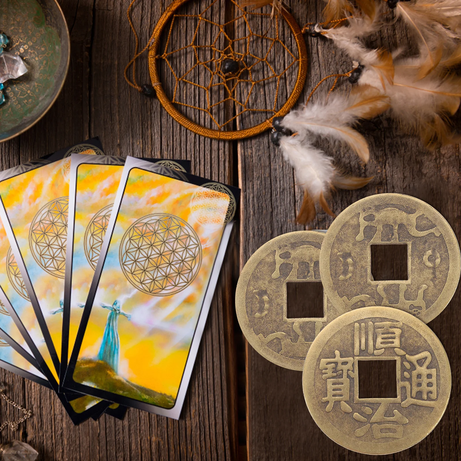 

6pcs Chinese Fortune Brass Coins Copper Coin For Diy Car Pendant Decorative Craft Supply Multi-Function Luck Charm Hanging