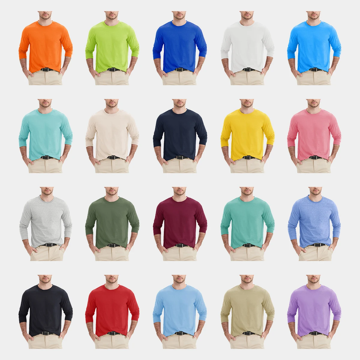 MAGCOMSEN Men's Long Sleeve Cotton T-shirt Spring Leisure Pullover Crew Neck Basic Tops Breathable Moisture Wicking Casual Tees