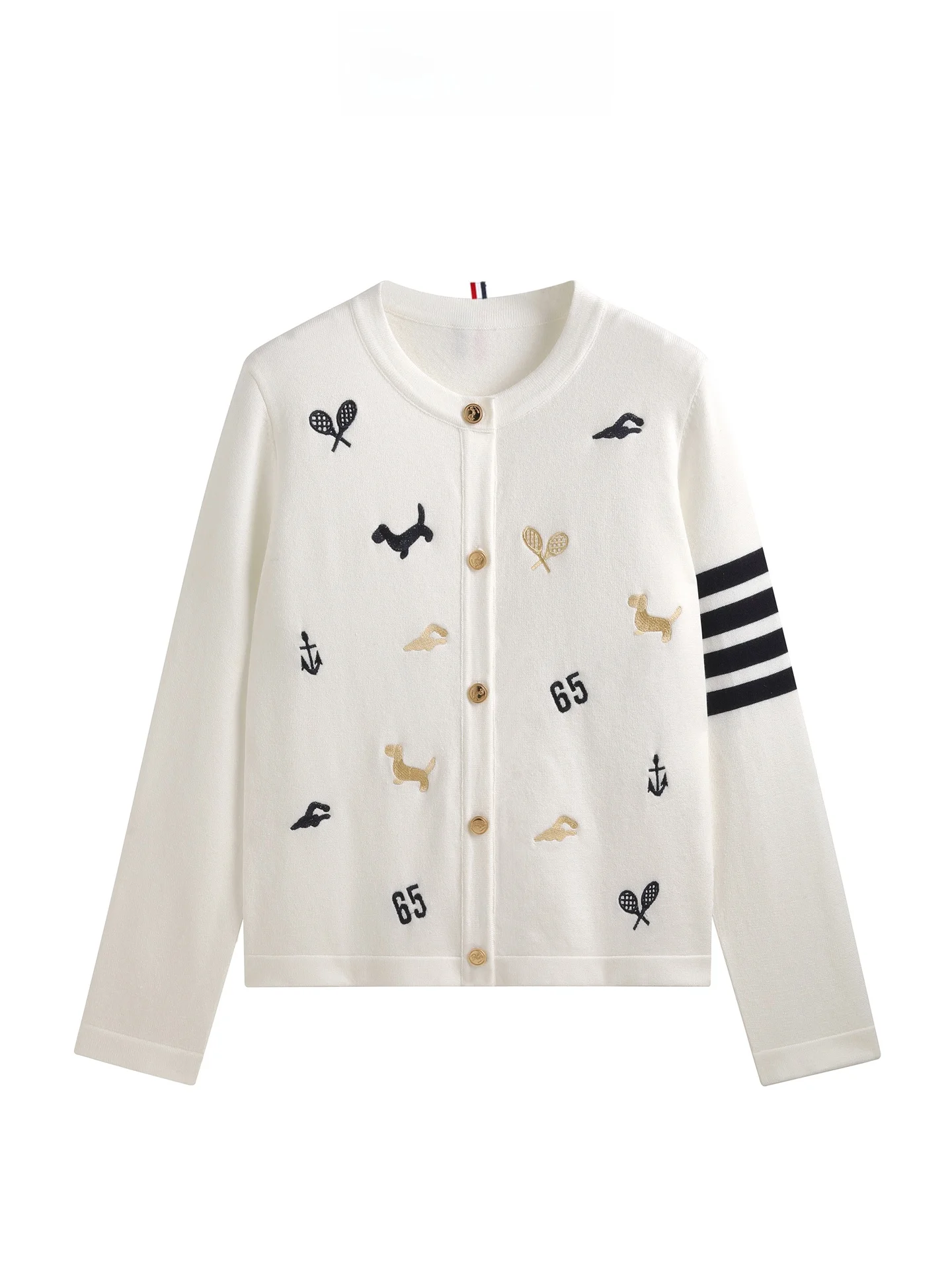 

MISUN Korean Sle Cartoon Embroidery Knitted Cardigan Soft round Ne Open-irt Early Autumn Outerwear Ladies Sweater