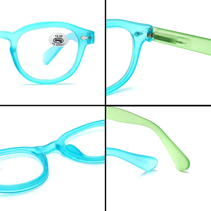 Retro Plastic Reading Glasses Men Women Small Frame Rivet Decoration Far Sight Eyeglasses Frame Oval Shaped Hyperopia Eyewear