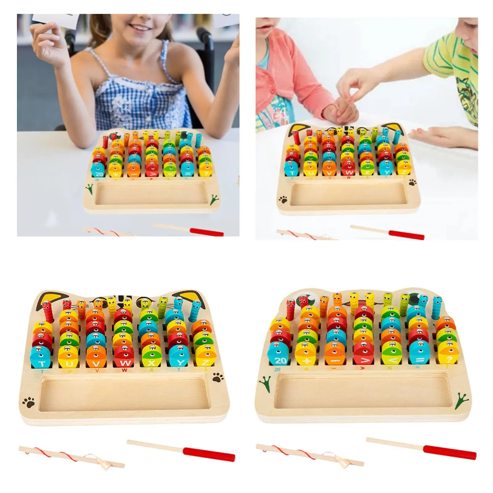 Fishing Game Play Set Fine Motor Skill Wooden Toy Kids Educational Toy Letter Fishing Game for Kids Ages 3 4 5 6 7 8 and up Gift