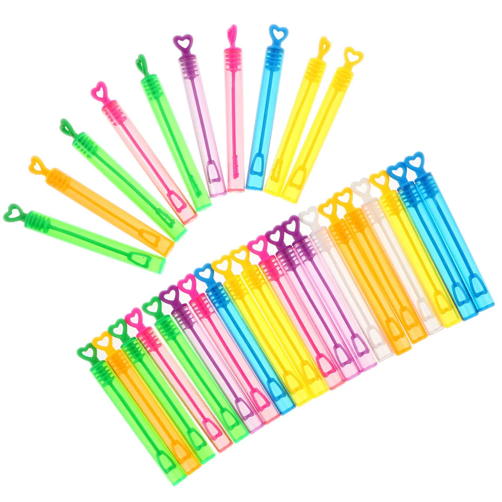 

30pcs Heart Shaped Tubes Empty Refillable Safe Lightweight DIY Party Favors Kids Blow Bubbles Outdoor